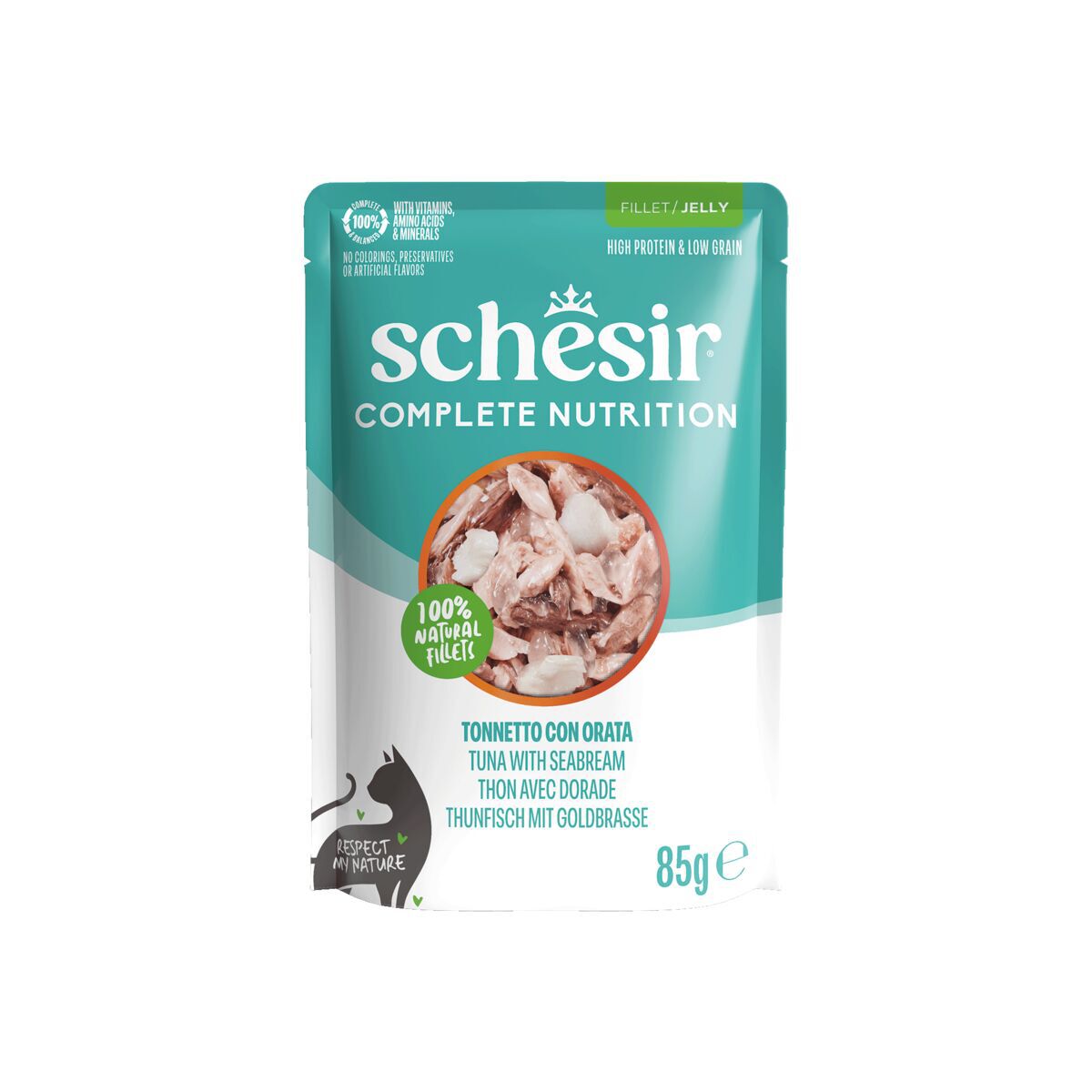 Schesir C&amp;B Tuna with Sea bream in Jelly Pouch 85 g